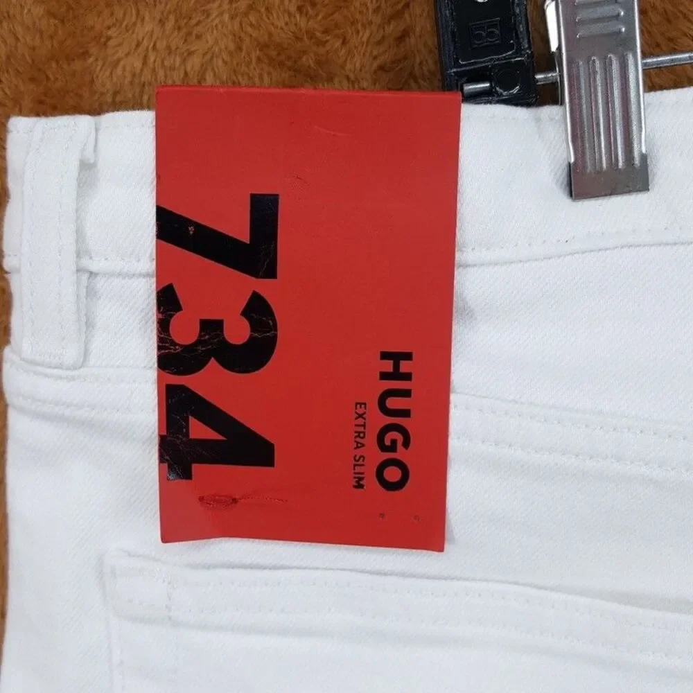 HUGO BOSS Jeans Mens Size 38x32 White Wash Extra Slim Skinny Stretch 734